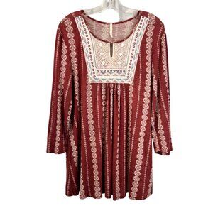 Lime n Chili Women’s Embroidered Top 3/4 Sleeve Multicolor Size Large